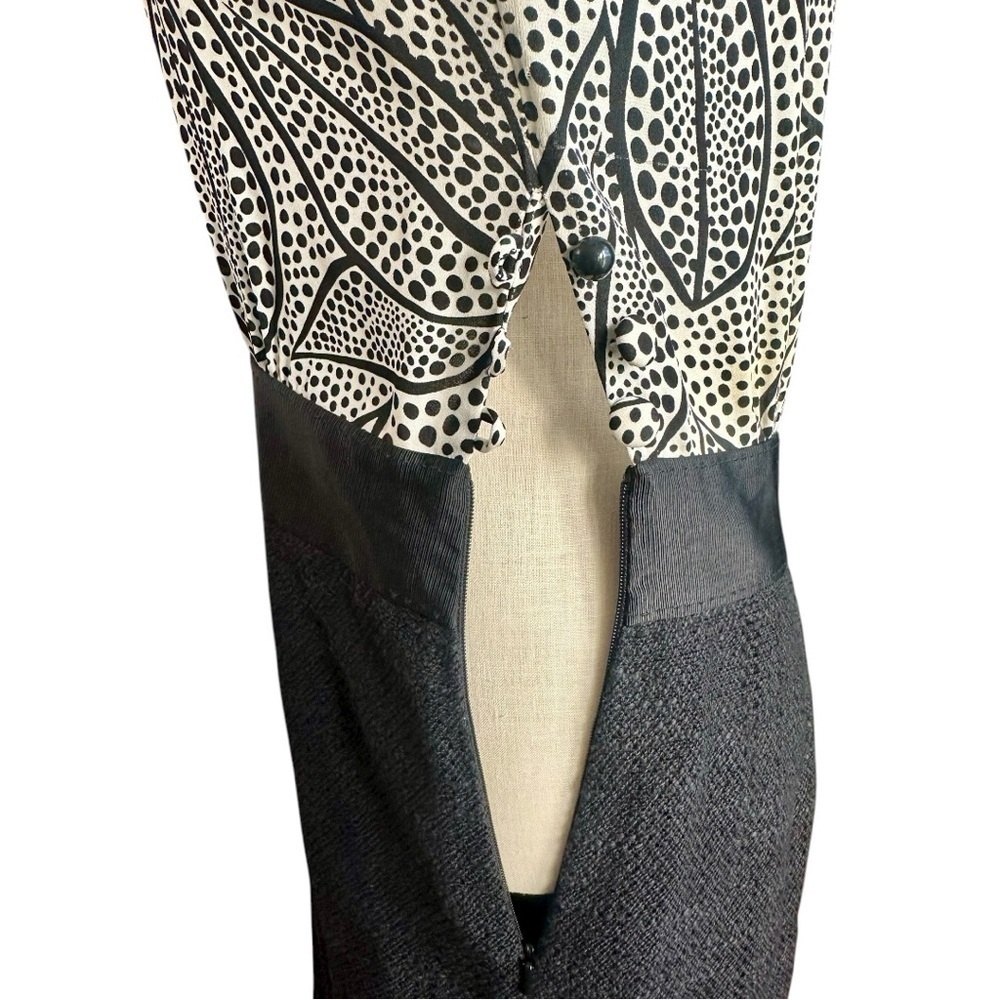 Tory Burch Classic Silk Monochrome Dotted Leaf Print Dress Size 8 - Picture 8 of 12